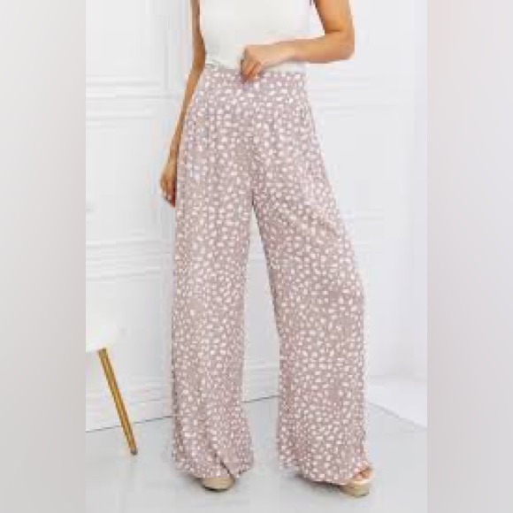 Threads & Supply Spotted Tan Crop top & Wide Leg Pants Set - Picture 2 of 8